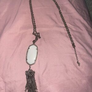 Kendra Scott Silver and White Necklace with Pendant